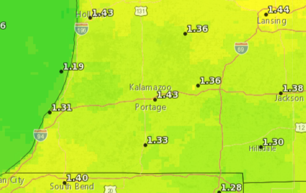 Weekly forecasted reference evapotranspiration rate for the week ending July 20.